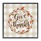 Give Thanks Neutral Plaid Autumn Leaves Wreath Framed Giclee Art